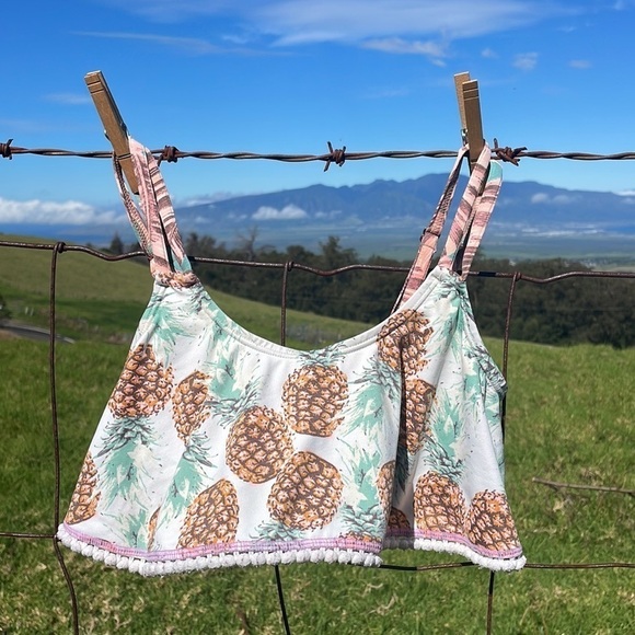 Maaji  Girls Ruffled Pineapple Tank Bikini Top - Picture 2 of 7